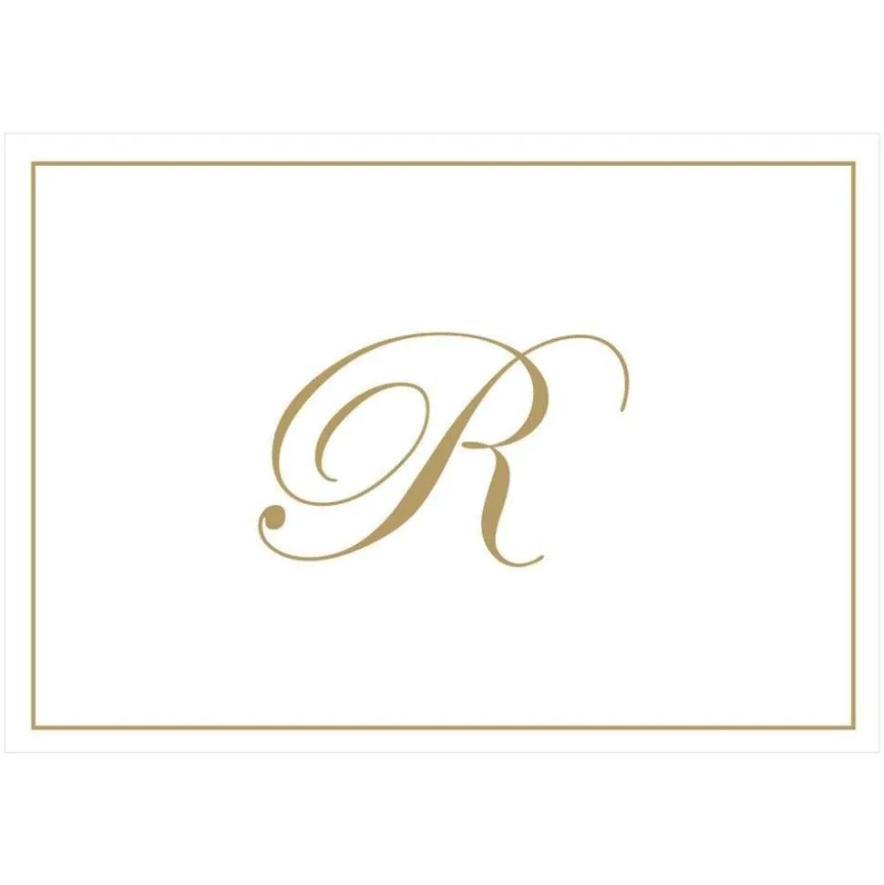 Gold Embossed Single Initial Boxed Note Cards - 8 Note Cards & 8 Envelopes