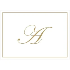 Gold Embossed Single Initial Boxed Note Cards - 8 Note Cards & 8 Envelopes