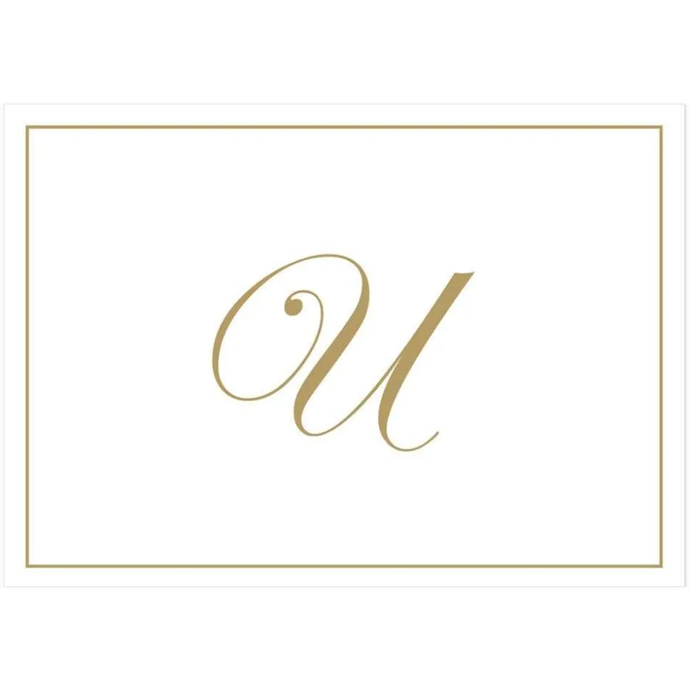 Gold Embossed Single Initial Boxed Note Cards - 8 Note Cards & 8 Envelopes