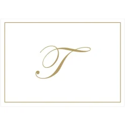 Gold Embossed Single Initial Boxed Note Cards - 8 Note Cards & 8 Envelopes
