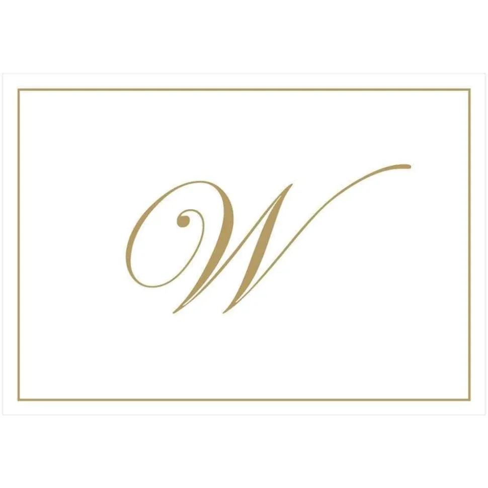 Gold Embossed Single Initial Boxed Note Cards - 8 Note Cards & 8 Envelopes