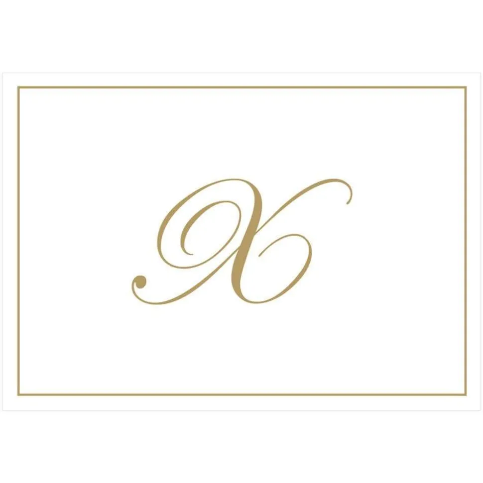 Gold Embossed Single Initial Boxed Note Cards - 8 Note Cards & 8 Envelopes