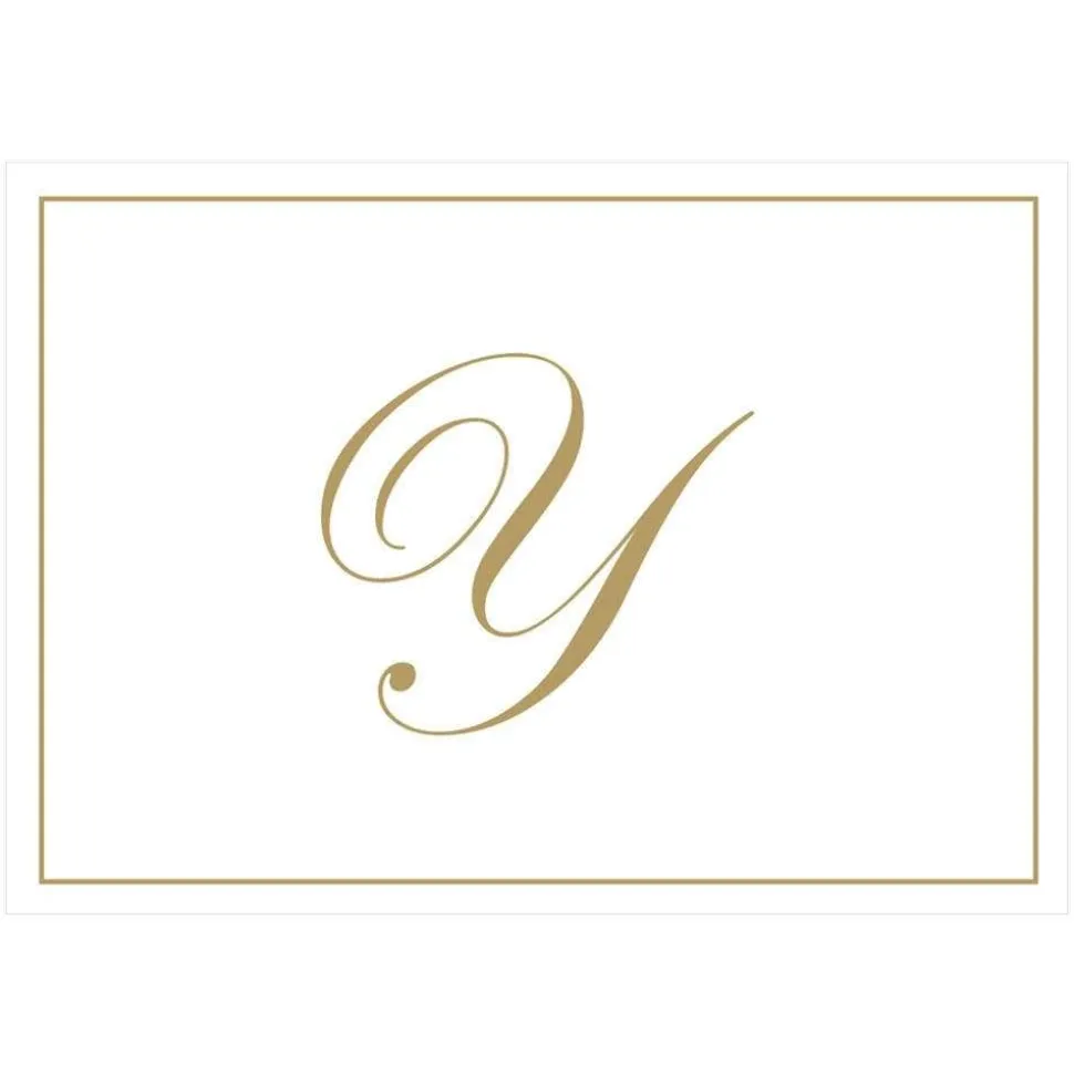 Gold Embossed Single Initial Boxed Note Cards - 8 Note Cards & 8 Envelopes