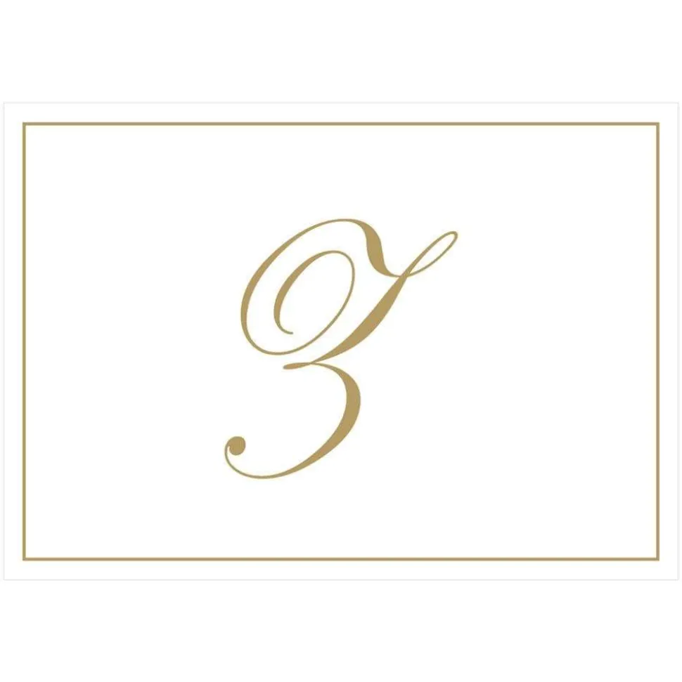 Gold Embossed Single Initial Boxed Note Cards - 8 Note Cards & 8 Envelopes