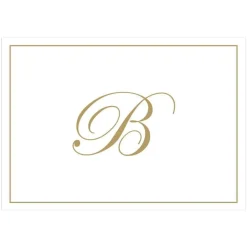 Gold Embossed Single Initial Boxed Note Cards - 8 Note Cards & 8 Envelopes