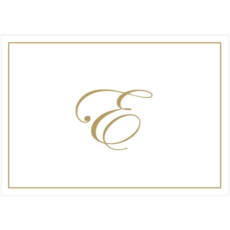 Gold Embossed Single Initial Boxed Note Cards - 8 Note Cards & 8 Envelopes