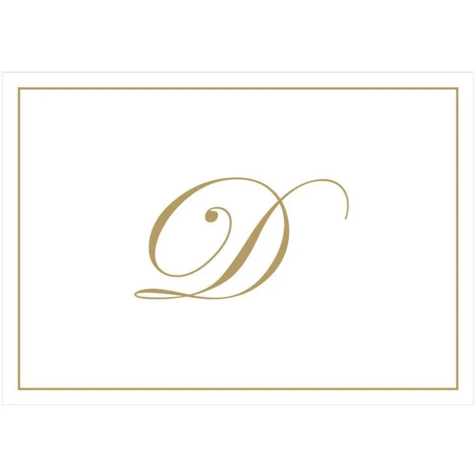 Gold Embossed Single Initial Boxed Note Cards - 8 Note Cards & 8 Envelopes