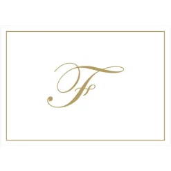 Gold Embossed Single Initial Boxed Note Cards - 8 Note Cards & 8 Envelopes