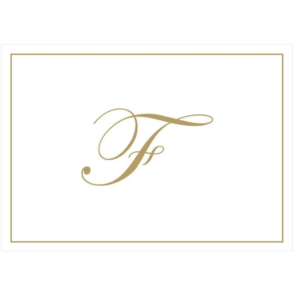 Gold Embossed Single Initial Boxed Note Cards - 8 Note Cards & 8 Envelopes