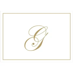 Gold Embossed Single Initial Boxed Note Cards - 8 Note Cards & 8 Envelopes