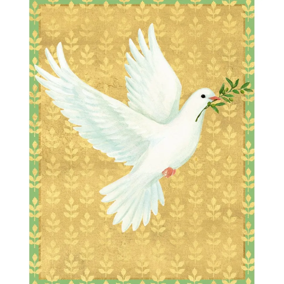 Golden Peace Dove Personalized Christmas Cards