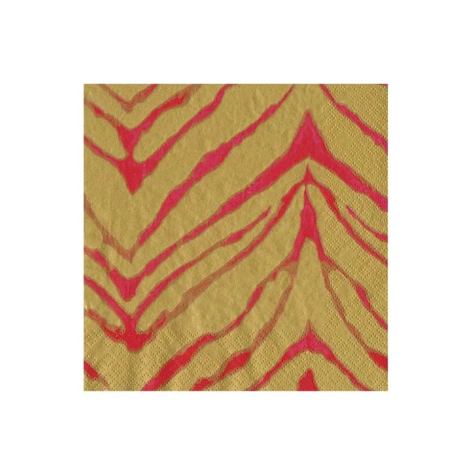 Go Wild Fuchsia & Gold Cocktail Napkin - 20 Per Package
