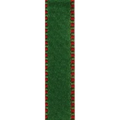 Green & Red Reversible Satin Unwired Ribbon - 9 Yard Spool