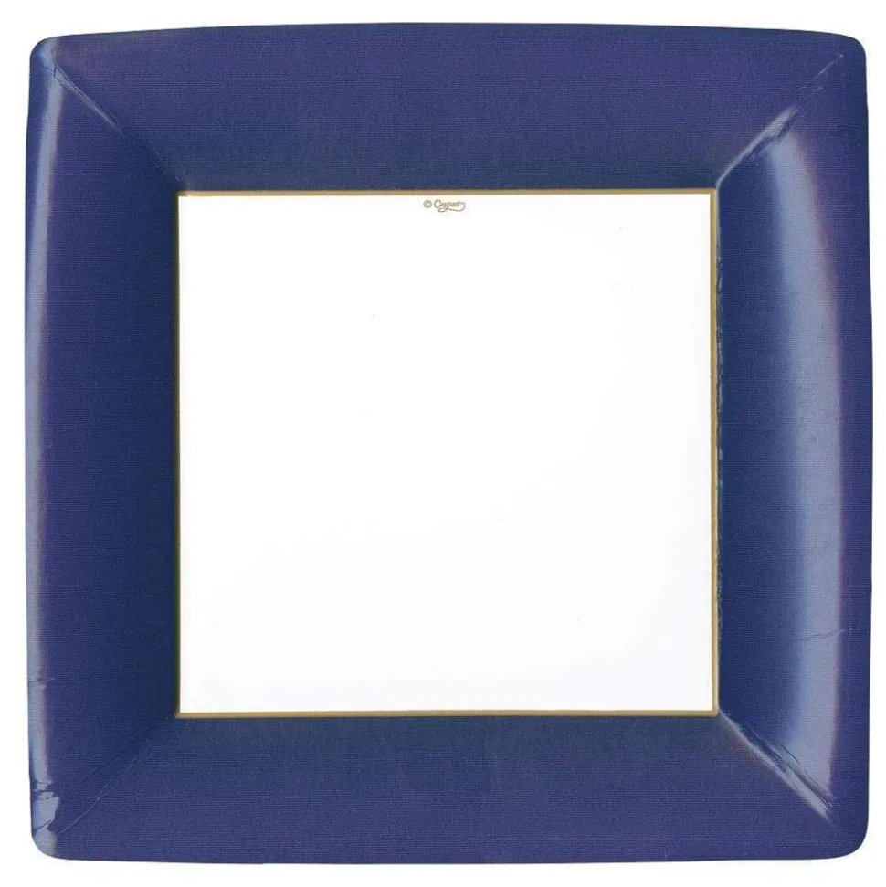 Grosgrain Border Paper Dinner Plates in Navy - 8 Per Package