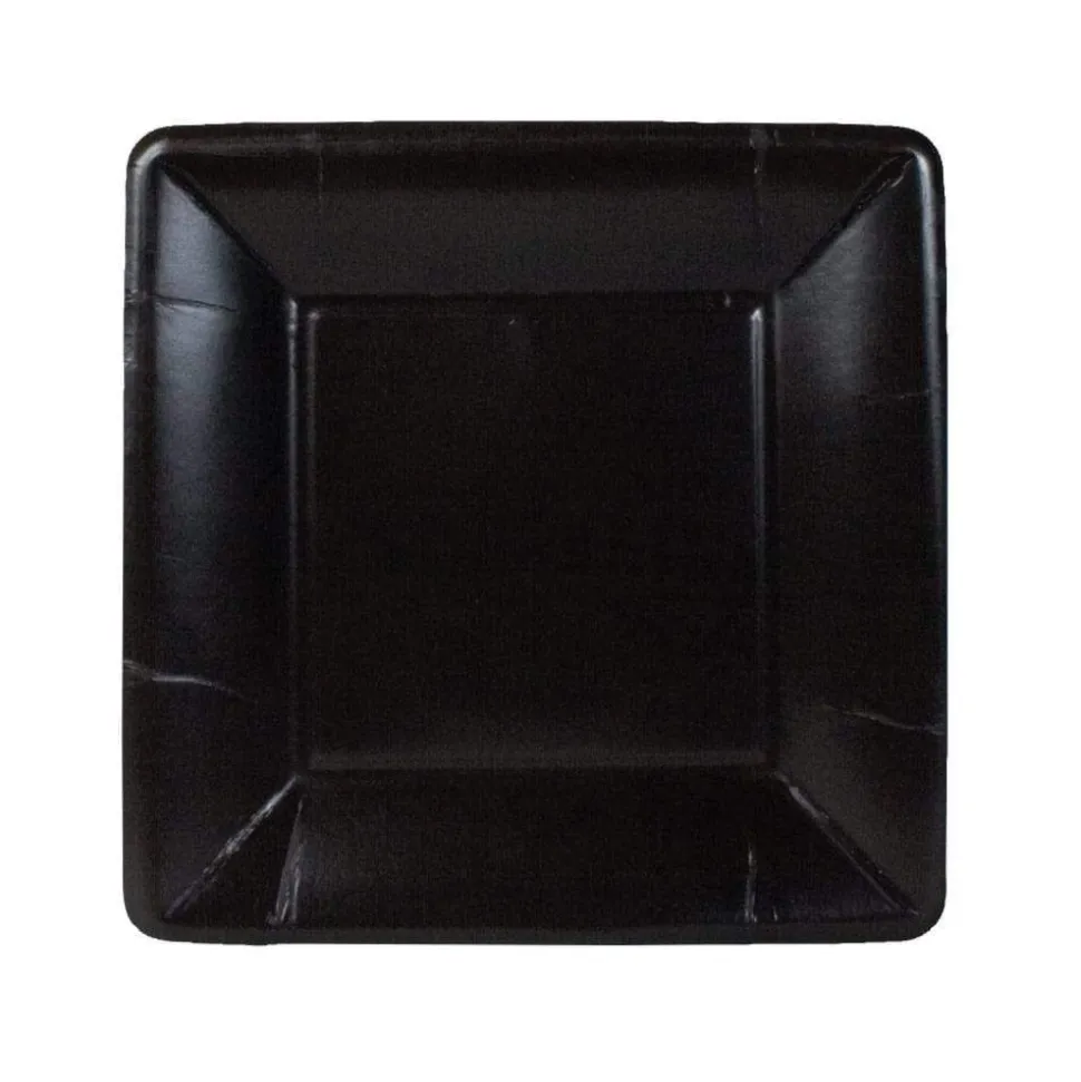 Grosgrain Square Paper Salad & Dessert Plates in Black - 8 Per Package