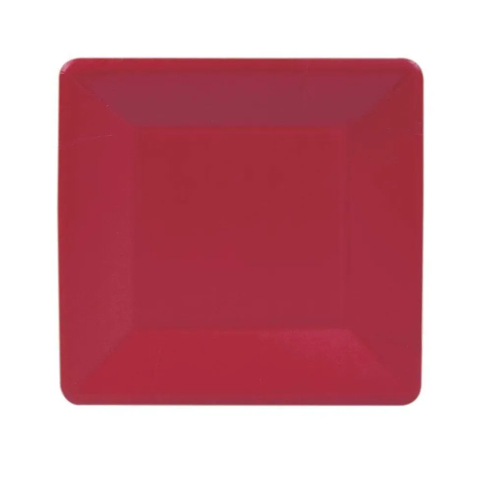 Grosgrain Square Paper Salad & Dessert Plates in Red - 8 Per Package