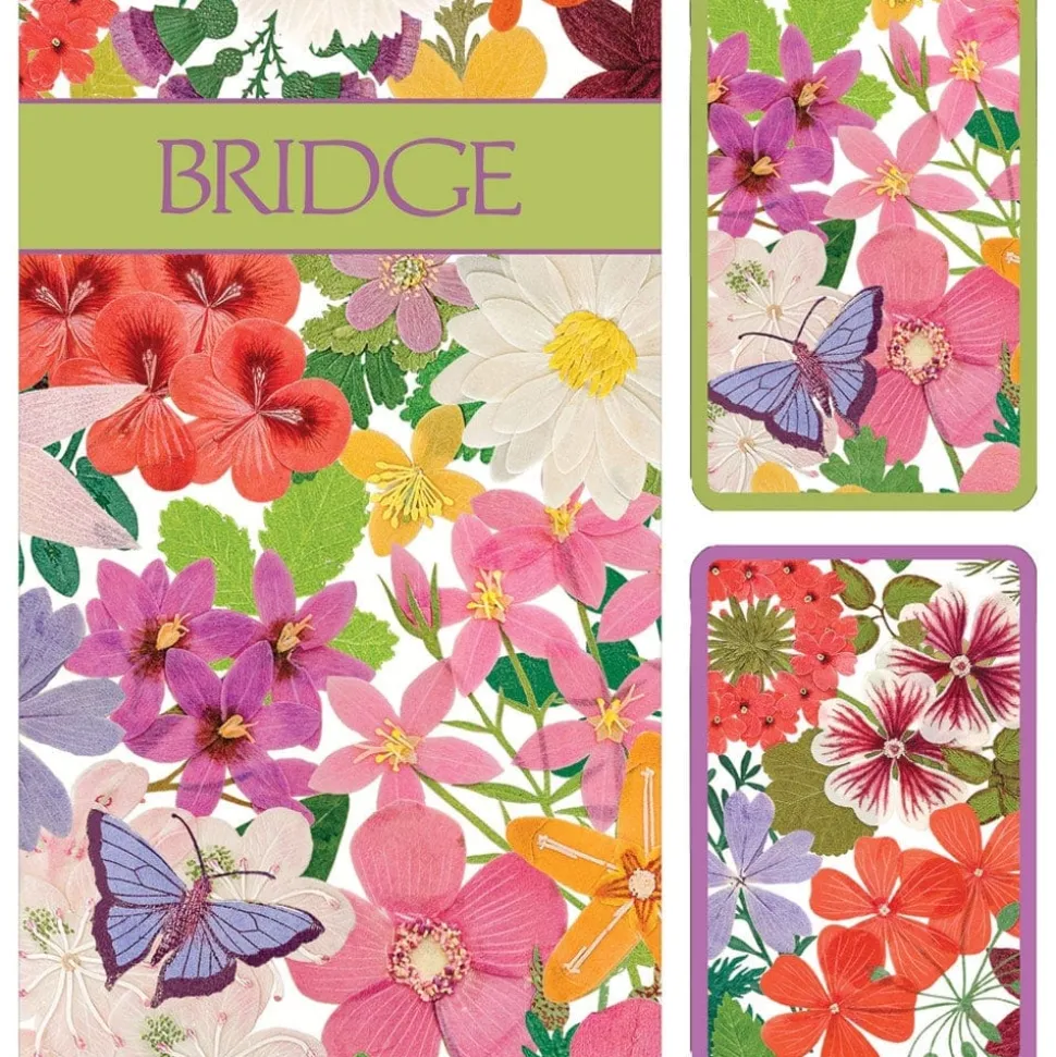 Halsted Floral Large Type Bridge Gift Set - 2 Playing Card Decks & 2 Score Pads