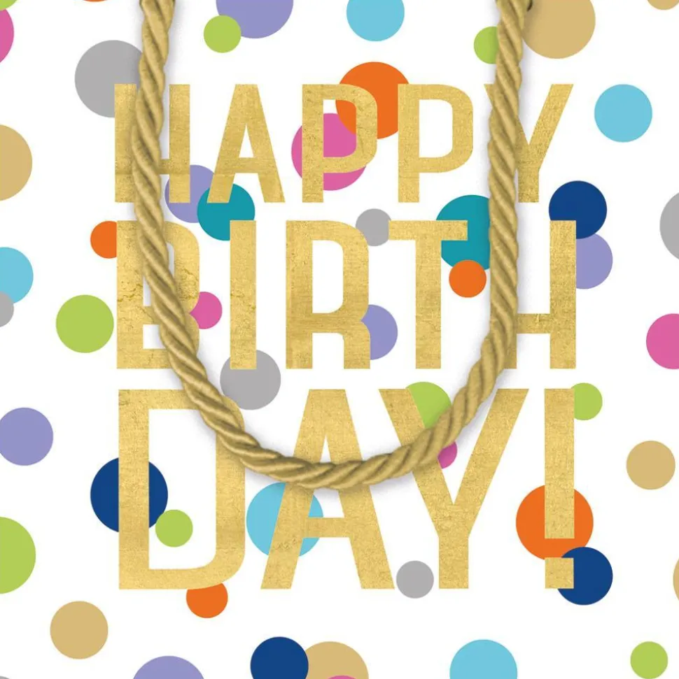 Happy Birthday Confetti Small Square Gift Bag - 1 Each