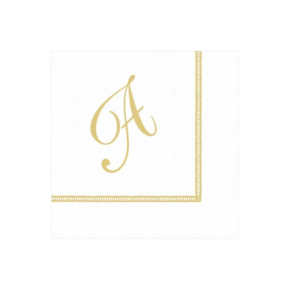 Hemstitch Script Single Initial Paper Cocktail Napkins - 20 Per Package