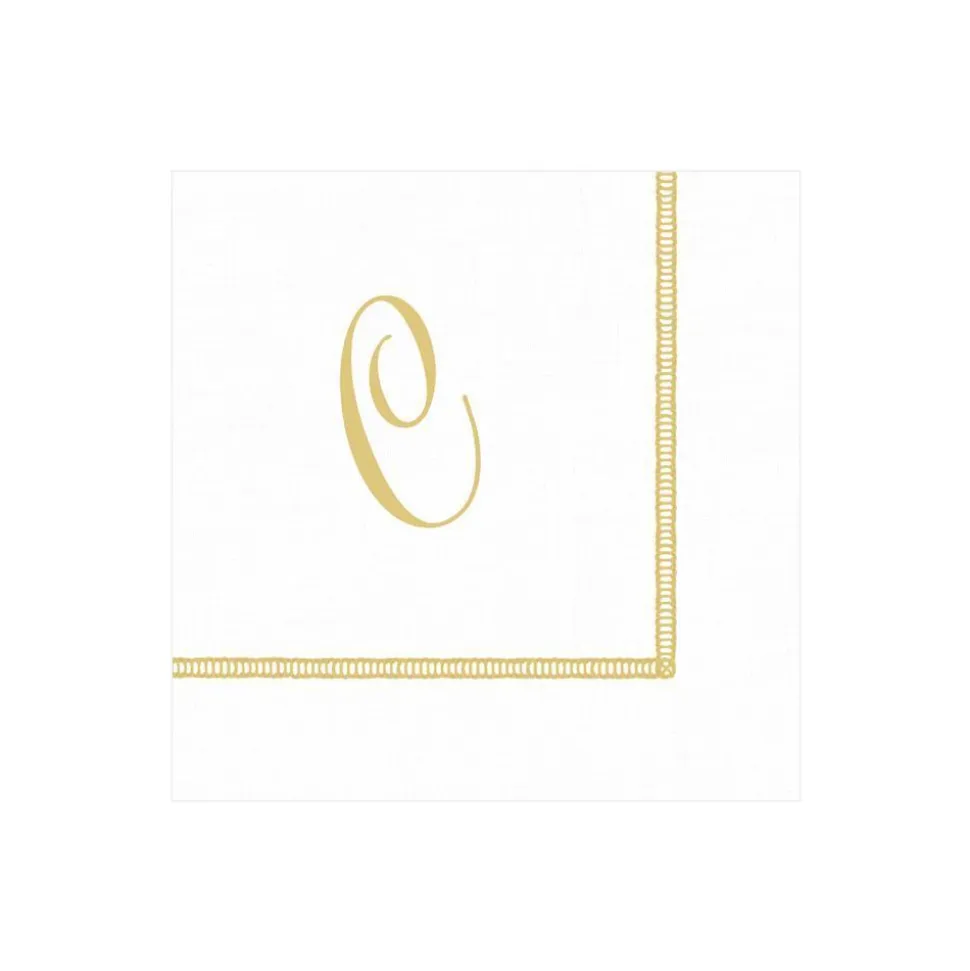 Hemstitch Script Single Initial Paper Cocktail Napkins - 20 Per Package