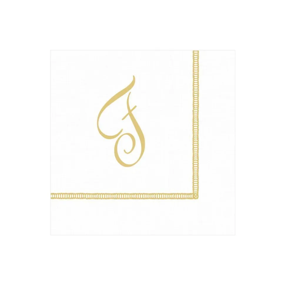 Hemstitch Script Single Initial Paper Cocktail Napkins - 20 Per Package