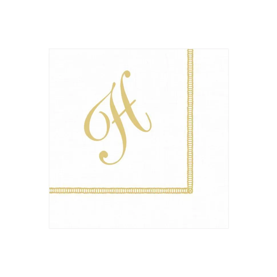 Hemstitch Script Single Initial Paper Cocktail Napkins - 20 Per Package