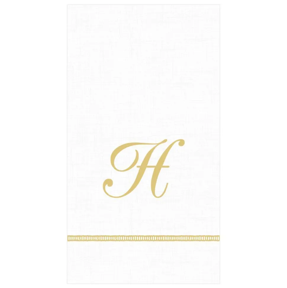 Hemstitch Script Single Initial Paper Guest Towel Napkins - 15 Per Package