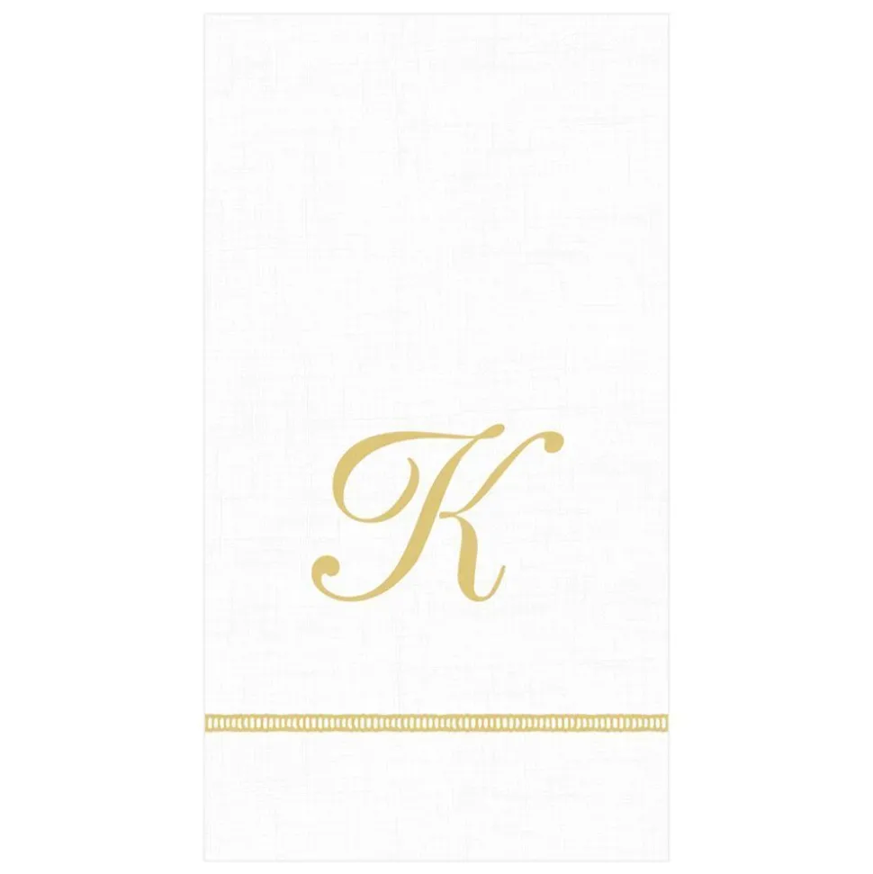 Hemstitch Script Single Initial Paper Guest Towel Napkins - 15 Per Package