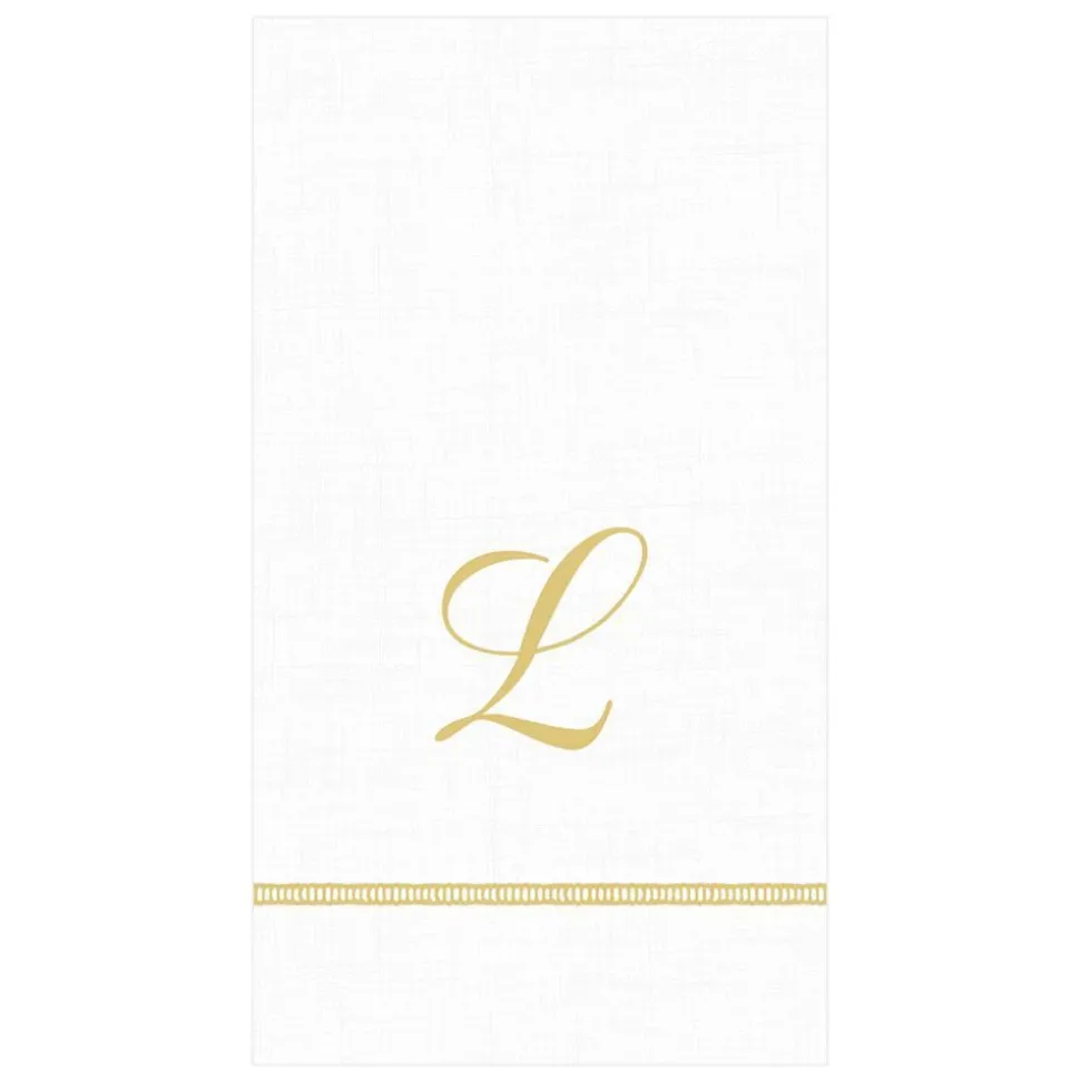 Hemstitch Script Single Initial Paper Guest Towel Napkins - 15 Per Package