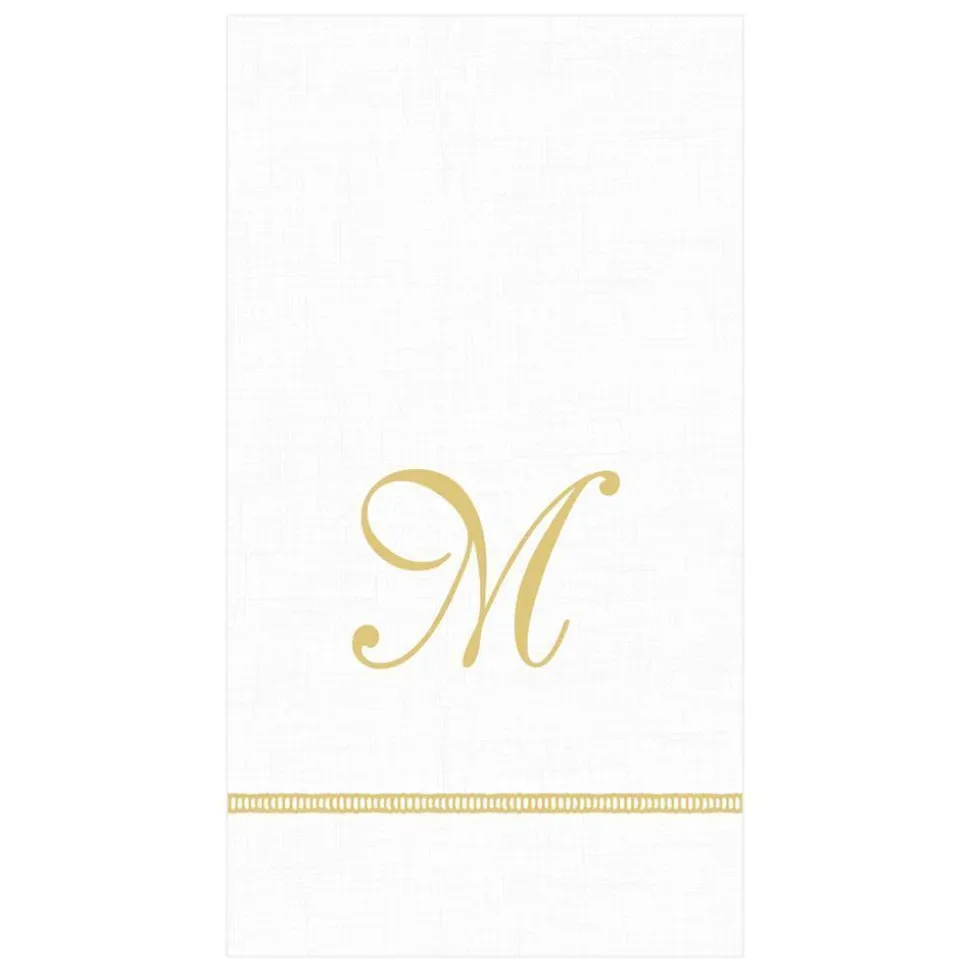 Hemstitch Script Single Initial Paper Guest Towel Napkins - 15 Per Package