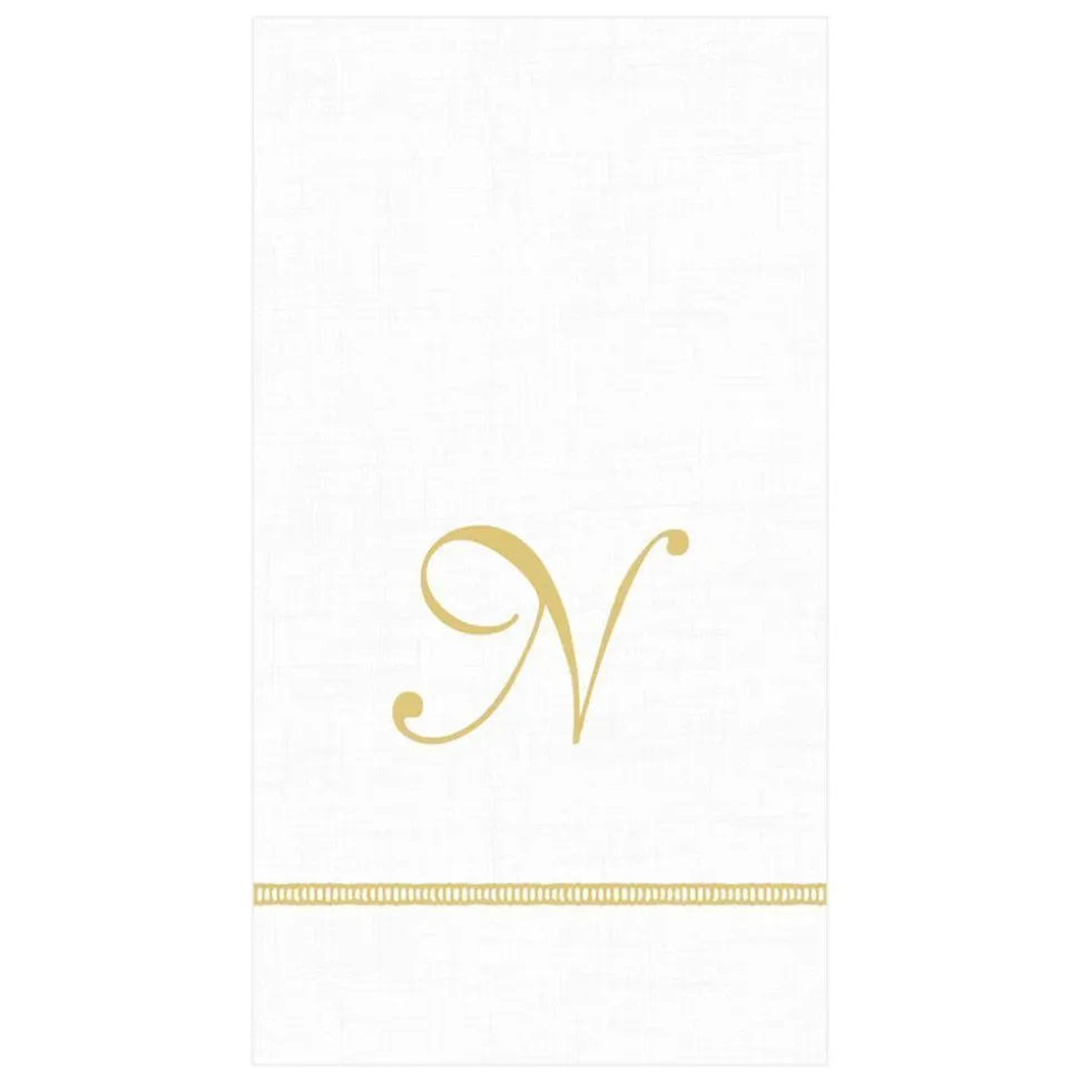 Hemstitch Script Single Initial Paper Guest Towel Napkins - 15 Per Package