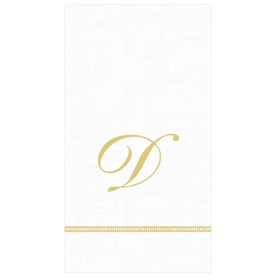 Hemstitch Script Single Initial Paper Guest Towel Napkins - 15 Per Package