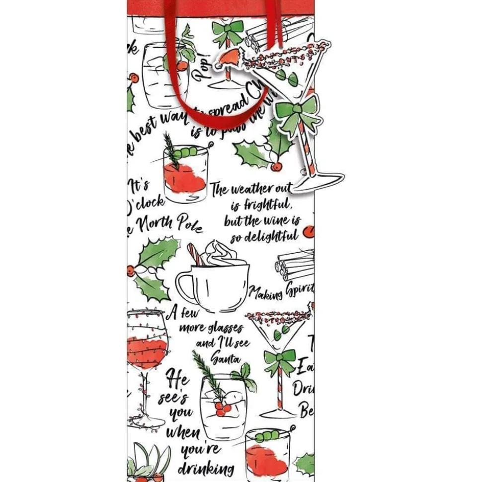 Holiday Spirits Wine & Bottle Gift Bag - 1 Each