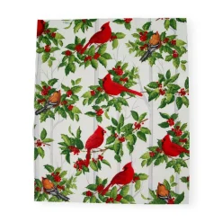 Holly And Songbirds White & Silver Guest Towel Napkins - 15 Per Package
