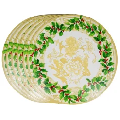 Holly Ceramic Ivory/Gold Hardback Placemat - 1 count