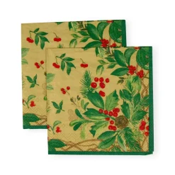 Holly Chintz Gold Cocktail Napkins - 20 Per Package