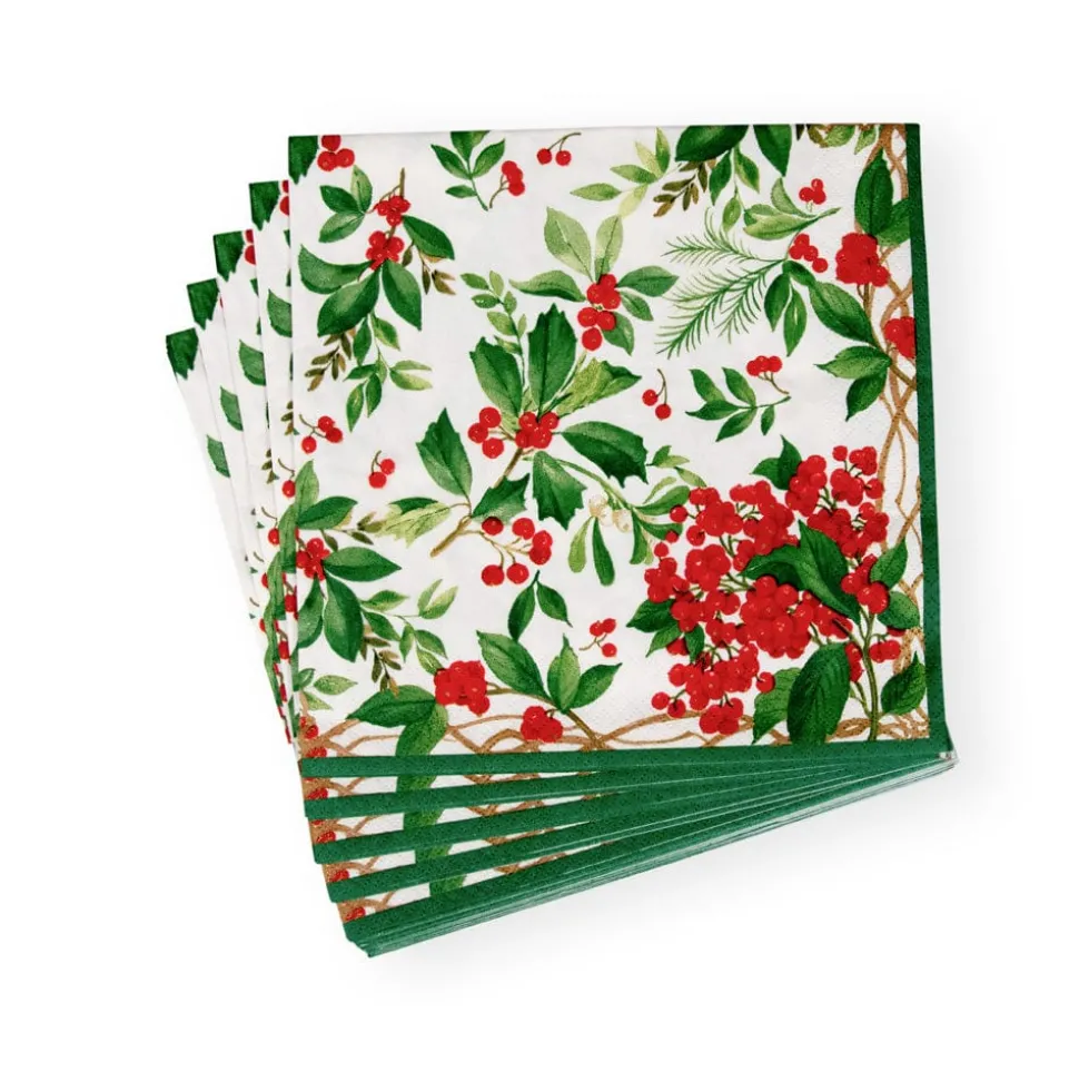 Holly Chintz White Napkin Dinner - 20 Per Package