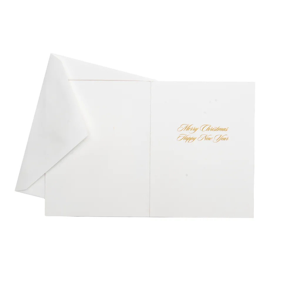 Holly Sprig Marbled Foil Classic Boxed Christmas Cards - includes 10 cards & envelopes