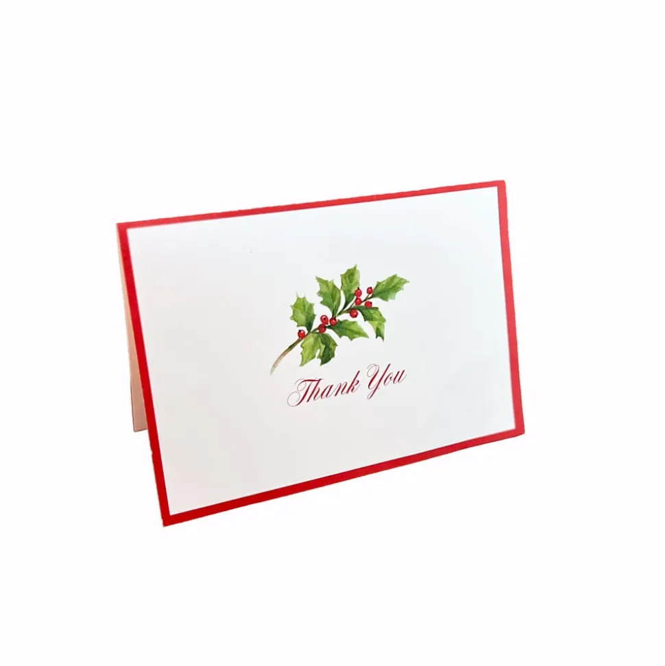 Holly Sprig Thank You Notes - 8 Thank You Notes and Envelopes per Box
