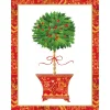 Holly Topiary In Red Pot Classic Boxed Christmas Cards - includes 15 cards & envelopes