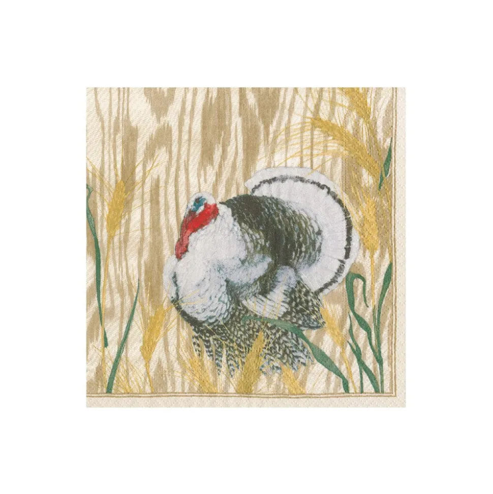 Homestead Turkey Taupe Boxed Cocktail Napkins - 40 Per Box