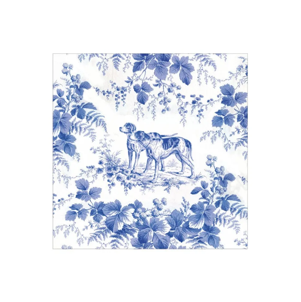 Hunting Toile Blue Boxed Cocktail Napkins - includes 12 Boxed Cocktail Napkins