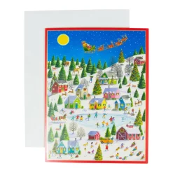 Ice Skating at Christmas Large Boxed Christmas Cards - includes 15 cards & envelopes