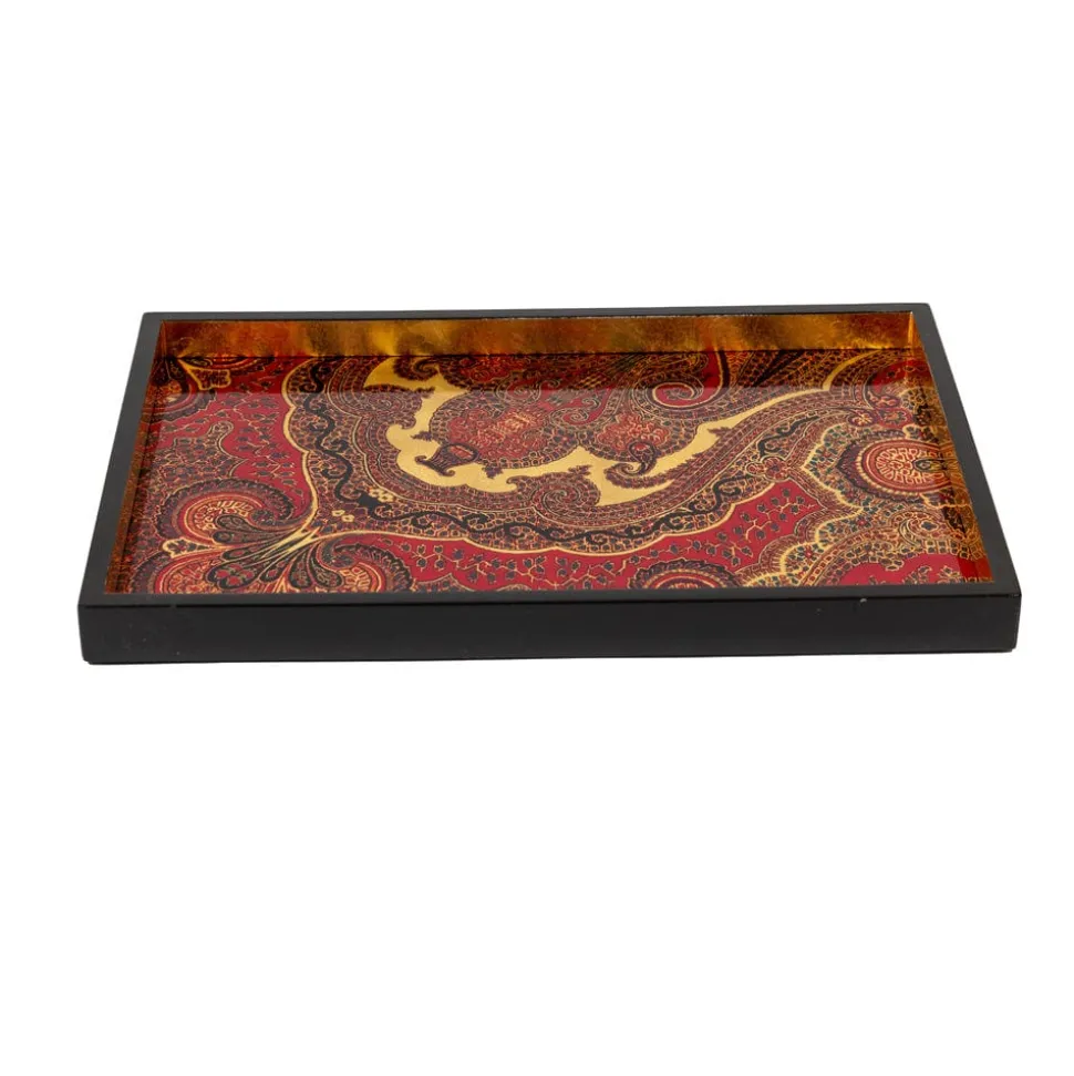 Jaipur Crimson Lacquer Sm Rect Tray - 8 7/8 X 13 3/4
