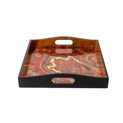 Jaipur Crimson Lacquer Square Tray - 14