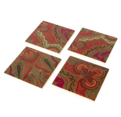 Jaipur Fuchsia Set Of 4 Lacquer Coasters - 4" Diameter