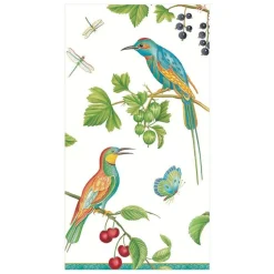 Jeweled Birds Paper Guest Towel Napkins in Ivory - 15 Per Package