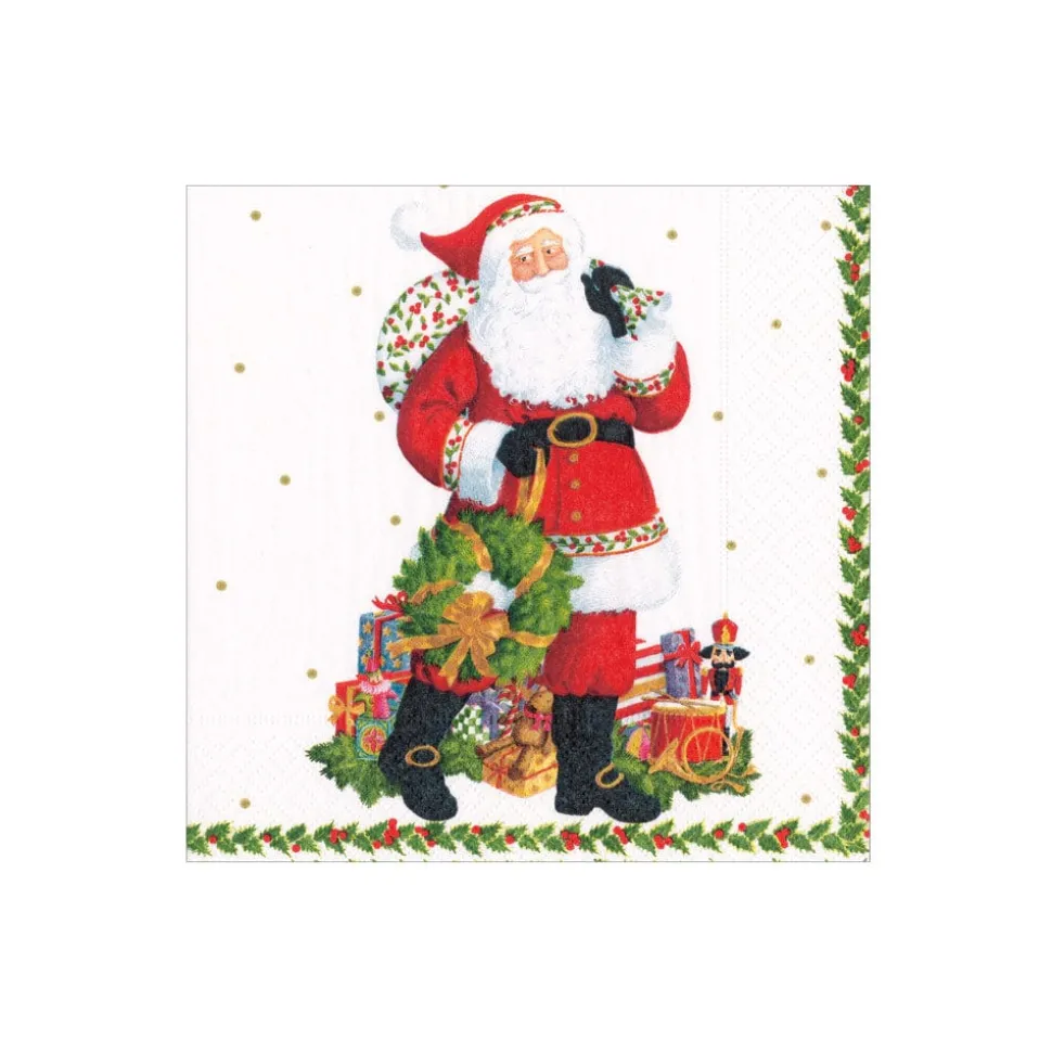 Jolly St. Nick Paper Cocktail Napkins - 20 Per Package
