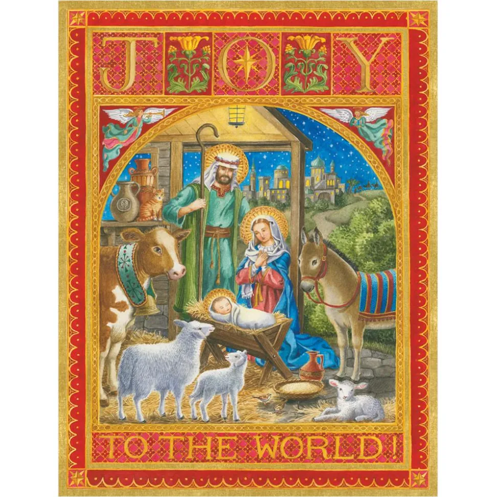 Joy To The World Large Boxed Christmas Cards - includes 15 Boxed Christmas Cards & Envelopes