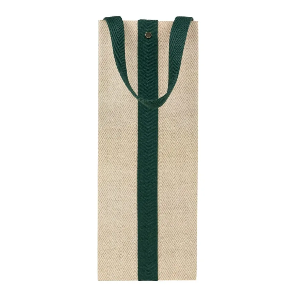Jute And Twill Natural & Hunter Wine & Bottle Gift Bags - One Gift Bag Included